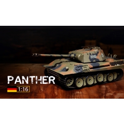 Czołg zdalnie sterowany ASG/IR/dźwięk/dym 1:16 German Panther RTR 2.4Ghz - Heng Long 3819-1B (P)